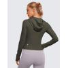 imageCRZ YOGA Womens Butterluxe Full Zip Workout Hoodie Jackets Slim Fit Hooded Athletic Yoga Lightweight Jacket with Thumb HolesLight Army Green