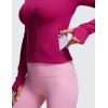 imageCRZ YOGA Womens Butterluxe Full Zip Workout Hoodie Jackets Slim Fit Hooded Athletic Yoga Lightweight Jacket with Thumb HolesMagenta Purple