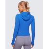 imageCRZ YOGA Womens Butterluxe Full Zip Workout Hoodie Jackets Slim Fit Hooded Athletic Yoga Lightweight Jacket with Thumb HolesSparkle Blue