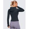 imageCRZ YOGA Womens Butterluxe Full Zip Workout Hoodie Jackets Slim Fit Hooded Athletic Yoga Lightweight Jacket with Thumb HolesTrue Navy