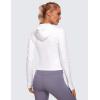 imageCRZ YOGA Womens Butterluxe Full Zip Workout Hoodie Jackets Slim Fit Hooded Athletic Yoga Lightweight Jacket with Thumb HolesWhite