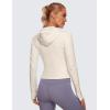 imageCRZ YOGA Womens Butterluxe Full Zip Workout Hoodie Jackets Slim Fit Hooded Athletic Yoga Lightweight Jacket with Thumb HolesWhite Apricot