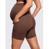 imageCRZ YOGA Womens Butterluxe Maternity Yoga Biker Shorts with Pockets 5quot  Over The Belly Pregnancy Workout AthleticCoffee Brown