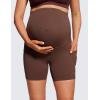 imageCRZ YOGA Womens Butterluxe Maternity Yoga Biker Shorts with Pockets 5quot  Over The Belly Pregnancy Workout AthleticCoffee Brown