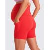 imageCRZ YOGA Womens Butterluxe Maternity Yoga Biker Shorts with Pockets 5quot  Over The Belly Pregnancy Workout AthleticDeep Red