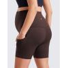 imageCRZ YOGA Womens Butterluxe Maternity Yoga Biker Shorts with Pockets 5quot  Over The Belly Pregnancy Workout AthleticHot Fudge Brown