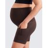 imageCRZ YOGA Womens Butterluxe Maternity Yoga Biker Shorts with Pockets 5quot  Over The Belly Pregnancy Workout AthleticHot Fudge Brown