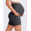 imageCRZ YOGA Womens Butterluxe Maternity Yoga Biker Shorts with Pockets 5quot  Over The Belly Pregnancy Workout AthleticMysterious Grey