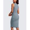 imageCRZ YOGA Womens Butterluxe Summer Sleeveless Midi Dresses Casual Work Cocktail Party Ruched Pencil BodyconBelgian Blue