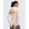 imageCRZ YOGA Womens Full Zip Hooded Sweatshirts Workout Sweat Jackets Slim Fit Running Track Hoodies with ThumbholesWhite Apricot