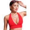 imageCRZ YOGA Womens Halter Bikini Tops V Neck Swim Bathing Suit Sexy Backless Swimsuit PaddedDeep Red