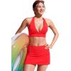 imageCRZ YOGA Womens Halter Bikini Tops V Neck Swim Bathing Suit Sexy Backless Swimsuit PaddedDeep Red