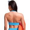 imageCRZ YOGA Womens Halter Bikini Tops V Neck Swim Bathing Suit Sexy Backless Swimsuit PaddedKayak Blue