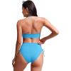 imageCRZ YOGA Womens Halter Bikini Tops V Neck Swim Bathing Suit Sexy Backless Swimsuit PaddedKayak Blue