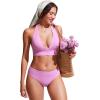 imageCRZ YOGA Womens Halter Bikini Tops V Neck Swim Bathing Suit Sexy Backless Swimsuit PaddedVita Pink