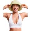 imageCRZ YOGA Womens Halter Bikini Tops V Neck Swim Bathing Suit Sexy Backless Swimsuit PaddedWhite