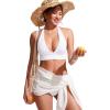 imageCRZ YOGA Womens Halter Bikini Tops V Neck Swim Bathing Suit Sexy Backless Swimsuit PaddedWhite
