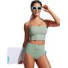 imageCRZ YOGA Womens High Waisted Bikini Bottom Full Coverage Tummy Control Bathing Suit Wide Waistband Swimsuit Swim BriefsGreen Palm Court