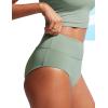 imageCRZ YOGA Womens High Waisted Bikini Bottom Full Coverage Tummy Control Bathing Suit Wide Waistband Swimsuit Swim BriefsGreen Palm Court