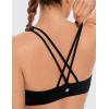 imageCRZ YOGA Womens Light Support Strappy Sports Bra  Low Cut Wirefree Padded Yoga Cami Criss Cross BackBlack