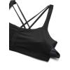 imageCRZ YOGA Womens Light Support Strappy Sports Bra  Low Cut Wirefree Padded Yoga Cami Criss Cross BackBlack