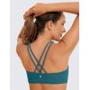 imageCRZ YOGA Womens Light Support Strappy Sports Bra  Low Cut Wirefree Padded Yoga Cami Criss Cross BackBorealis Green