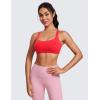 imageCRZ YOGA Womens Light Support Strappy Sports Bra  Low Cut Wirefree Padded Yoga Cami Criss Cross BackDeep Red