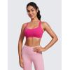 imageCRZ YOGA Womens Light Support Strappy Sports Bra  Low Cut Wirefree Padded Yoga Cami Criss Cross BackGranita Pink