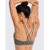 imageCRZ YOGA Womens Light Support Strappy Sports Bra  Low Cut Wirefree Padded Yoga Cami Criss Cross BackGrey Sage