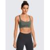 imageCRZ YOGA Womens Light Support Strappy Sports Bra  Low Cut Wirefree Padded Yoga Cami Criss Cross BackGrey Sage