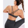 imageCRZ YOGA Womens Light Support Strappy Sports Bra  Low Cut Wirefree Padded Yoga Cami Criss Cross BackInk Gray