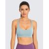 imageCRZ YOGA Womens Light Support Strappy Sports Bra  Low Cut Wirefree Padded Yoga Cami Criss Cross BackLight Grayish Blue