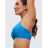 imageCRZ YOGA Womens Light Support Strappy Sports Bra  Low Cut Wirefree Padded Yoga Cami Criss Cross BackMadagascar Blue