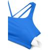 imageCRZ YOGA Womens Light Support Strappy Sports Bra  Low Cut Wirefree Padded Yoga Cami Criss Cross BackSparkle Blue