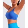 imageCRZ YOGA Womens Light Support Strappy Sports Bra  Low Cut Wirefree Padded Yoga Cami Criss Cross BackSparkle Blue