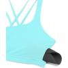 imageCRZ YOGA Womens Light Support Strappy Sports Bra  Low Cut Wirefree Padded Yoga Cami Criss Cross BackTurquoise