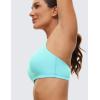 imageCRZ YOGA Womens Light Support Strappy Sports Bra  Low Cut Wirefree Padded Yoga Cami Criss Cross BackTurquoise