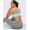 imageCRZ YOGA Womens Light Support Strappy Sports Bra  Low Cut Wirefree Padded Yoga Cami Criss Cross BackTurquoise