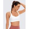 imageCRZ YOGA Womens Light Support Strappy Sports Bra  Low Cut Wirefree Padded Yoga Cami Criss Cross BackWhite