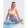 imageCRZ YOGA Womens Light Support Strappy Sports Bra  Low Cut Wirefree Padded Yoga Cami Criss Cross BackWhite Apricot