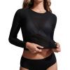 imageCRZ YOGA Womens Mesh Long Sleeve Swimsuit Cover Up Pullover High Neck Crop Bathing Suit Bikini Coverups TopsBlack