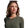 imageCRZ YOGA Womens Mesh Long Sleeve Swimsuit Cover Up Pullover High Neck Crop Bathing Suit Bikini Coverups TopsDark Olive