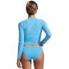imageCRZ YOGA Womens Mesh Long Sleeve Swimsuit Cover Up Pullover High Neck Crop Bathing Suit Bikini Coverups TopsKayak Blue