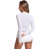 imageCRZ YOGA Womens Mesh Long Sleeve Swimsuit Cover Up Pullover High Neck Crop Bathing Suit Bikini Coverups TopsWhite