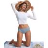 imageCRZ YOGA Womens Mesh Long Sleeve Swimsuit Cover Up Pullover High Neck Crop Bathing Suit Bikini Coverups TopsWhite