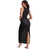 imageCRZ YOGA Womens Mesh Midi Sleeveless Swimsuit Coverup Tank Dress Bathing Suit Beach Cover Ups with Back SlitBlack