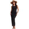 imageCRZ YOGA Womens Mesh Midi Sleeveless Swimsuit Coverup Tank Dress Bathing Suit Beach Cover Ups with Back SlitBlack