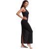imageCRZ YOGA Womens Mesh Midi Sleeveless Swimsuit Coverup Tank Dress Bathing Suit Beach Cover Ups with Back SlitBlack