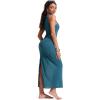 imageCRZ YOGA Womens Mesh Midi Sleeveless Swimsuit Coverup Tank Dress Bathing Suit Beach Cover Ups with Back SlitSapphire Blue