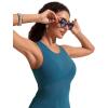 imageCRZ YOGA Womens Mesh Midi Sleeveless Swimsuit Coverup Tank Dress Bathing Suit Beach Cover Ups with Back SlitSapphire Blue